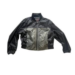 Olympia Moto Sports Jacket Men 2XL Black Gray Nylon Shell Riding Windbreaker EUC